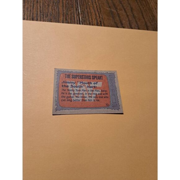 Vintage 1987 WWF Topps Trading Card 72 Honky Tonk Man Jimmy Hart Superstar Speak - Picture 2 of 2